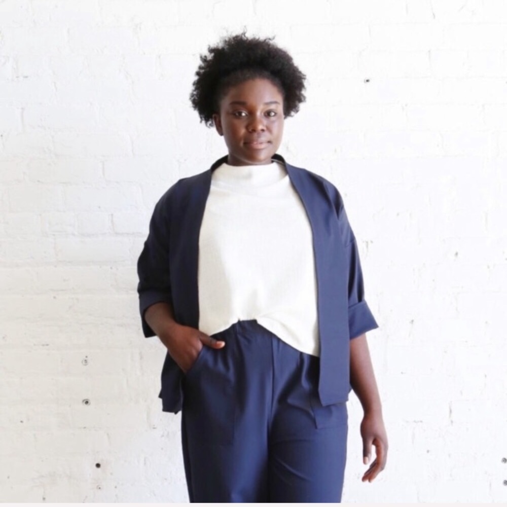 Hackwith Design House Women’s Navy Demi Blazer Open Front Jacket
